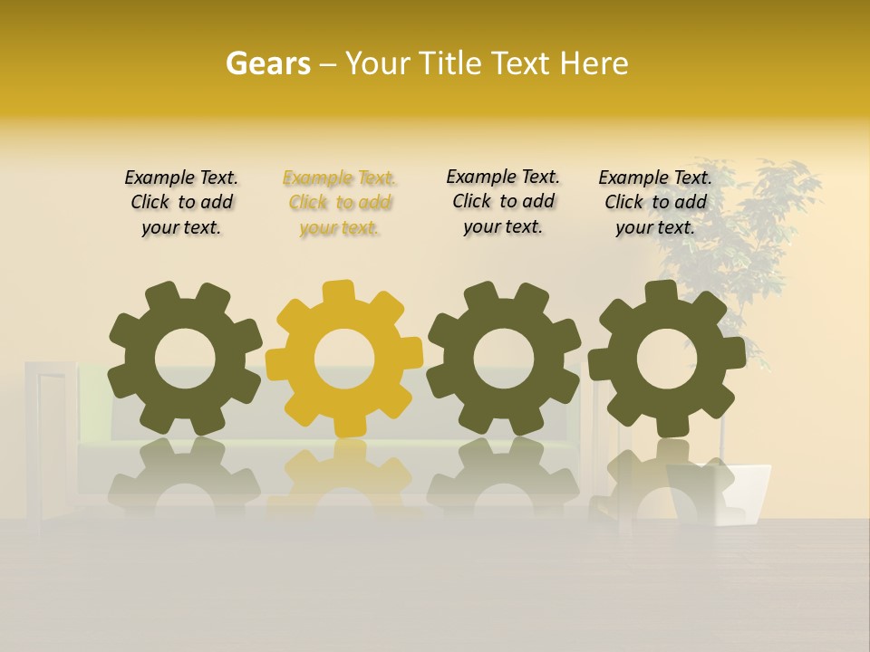 A Green Couch Sitting Next To A Potted Plant PowerPoint Template