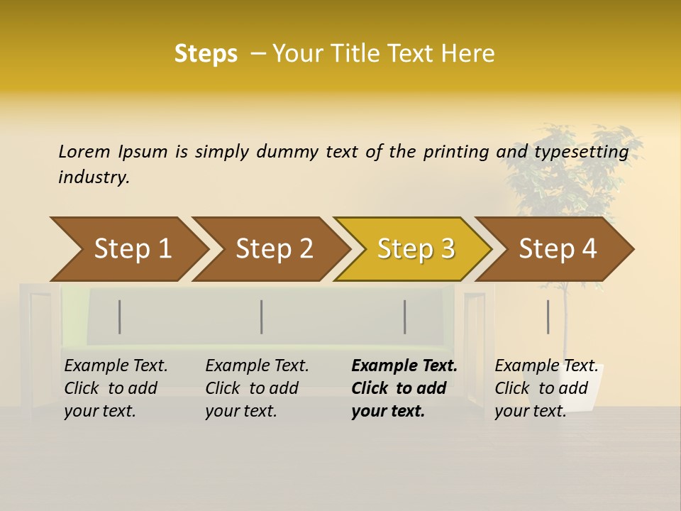 A Green Couch Sitting Next To A Potted Plant PowerPoint Template
