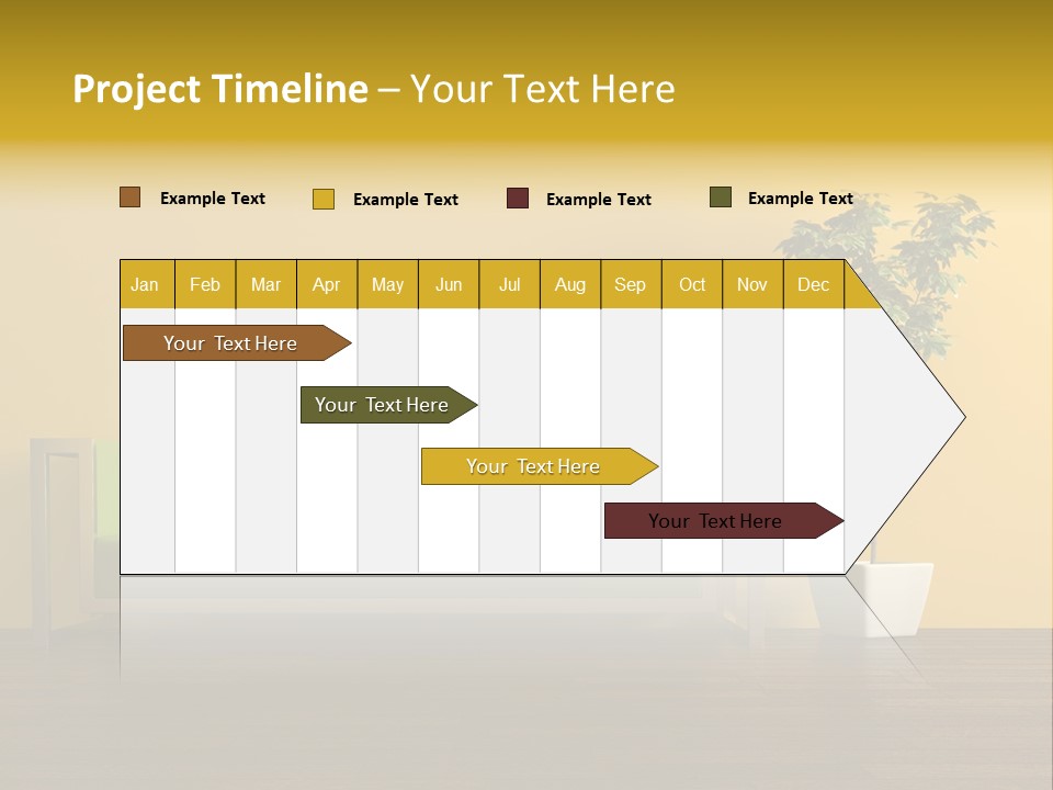 A Green Couch Sitting Next To A Potted Plant PowerPoint Template