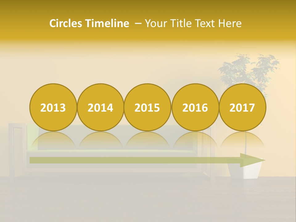 A Green Couch Sitting Next To A Potted Plant PowerPoint Template