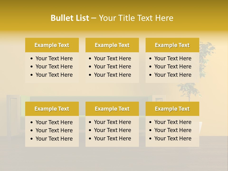 A Green Couch Sitting Next To A Potted Plant PowerPoint Template