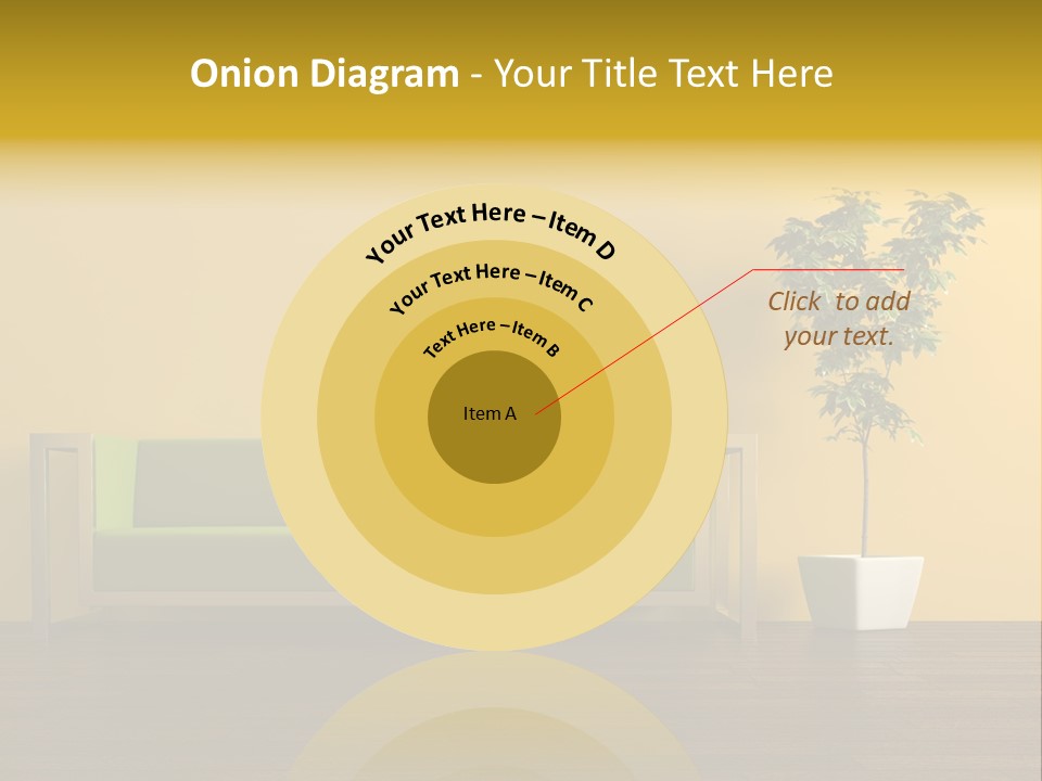 A Green Couch Sitting Next To A Potted Plant PowerPoint Template