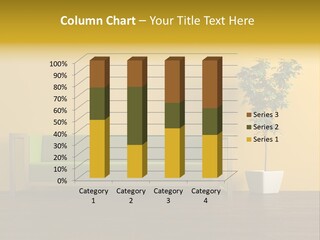 A Green Couch Sitting Next To A Potted Plant PowerPoint Template