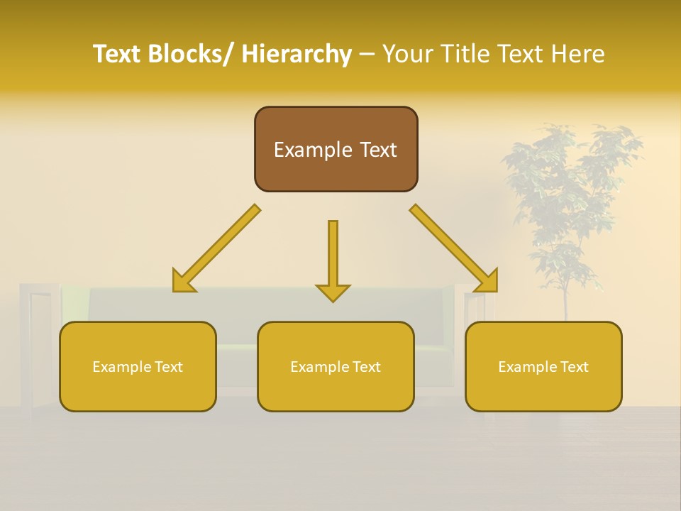 A Green Couch Sitting Next To A Potted Plant PowerPoint Template