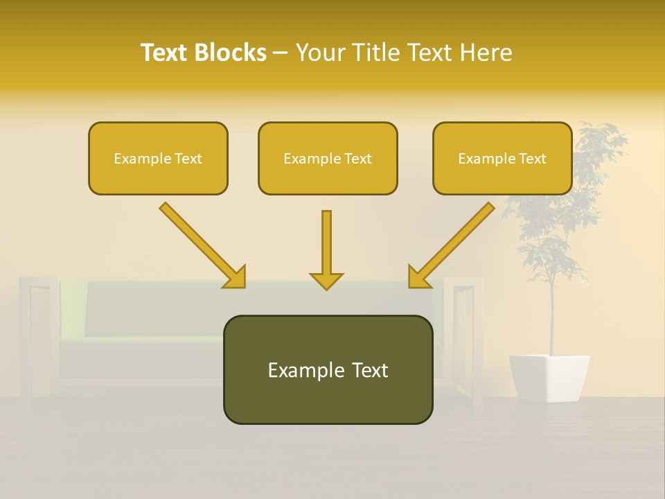 A Green Couch Sitting Next To A Potted Plant PowerPoint Template