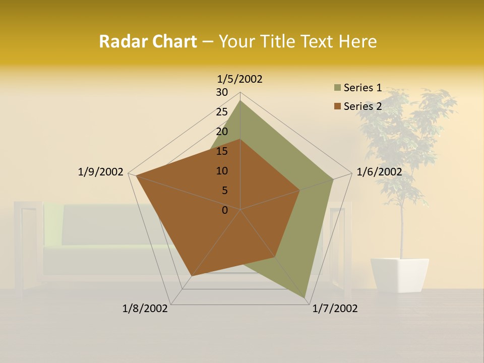 A Green Couch Sitting Next To A Potted Plant PowerPoint Template