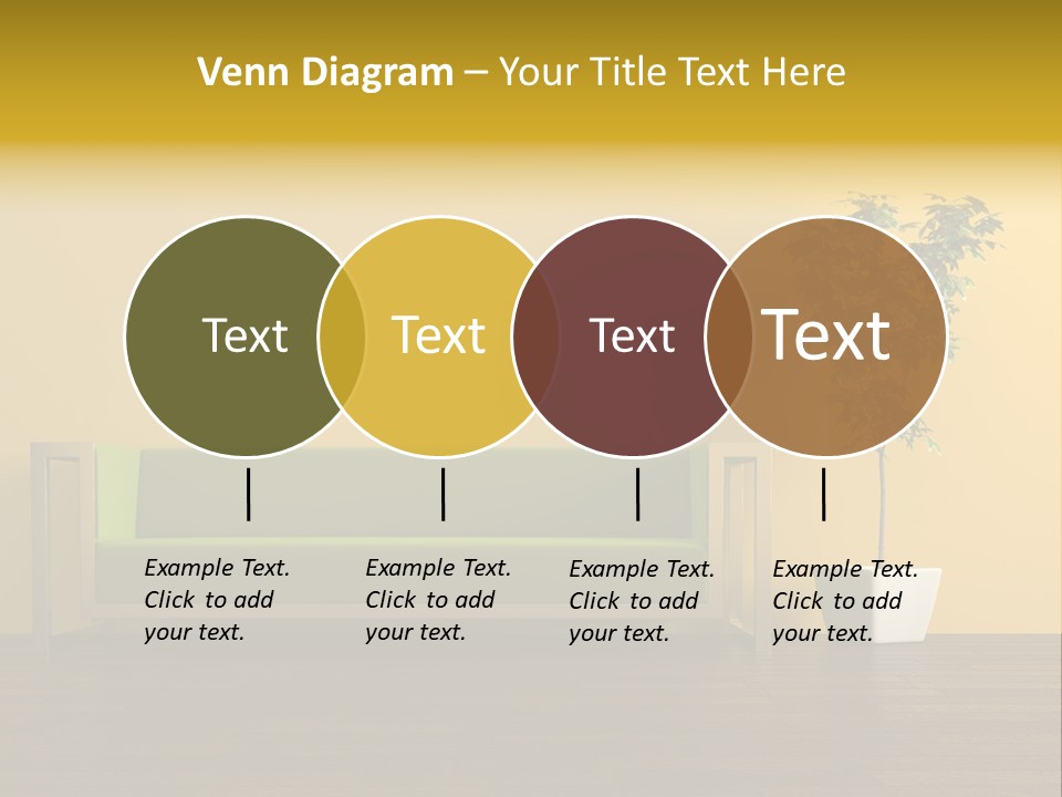 A Green Couch Sitting Next To A Potted Plant PowerPoint Template