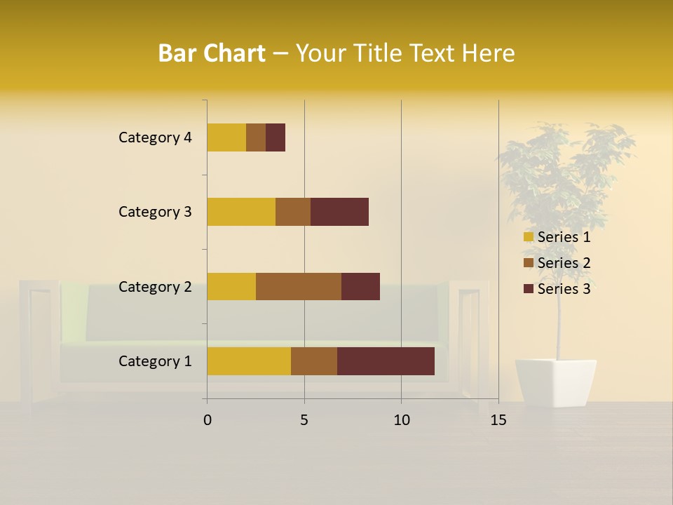 A Green Couch Sitting Next To A Potted Plant PowerPoint Template