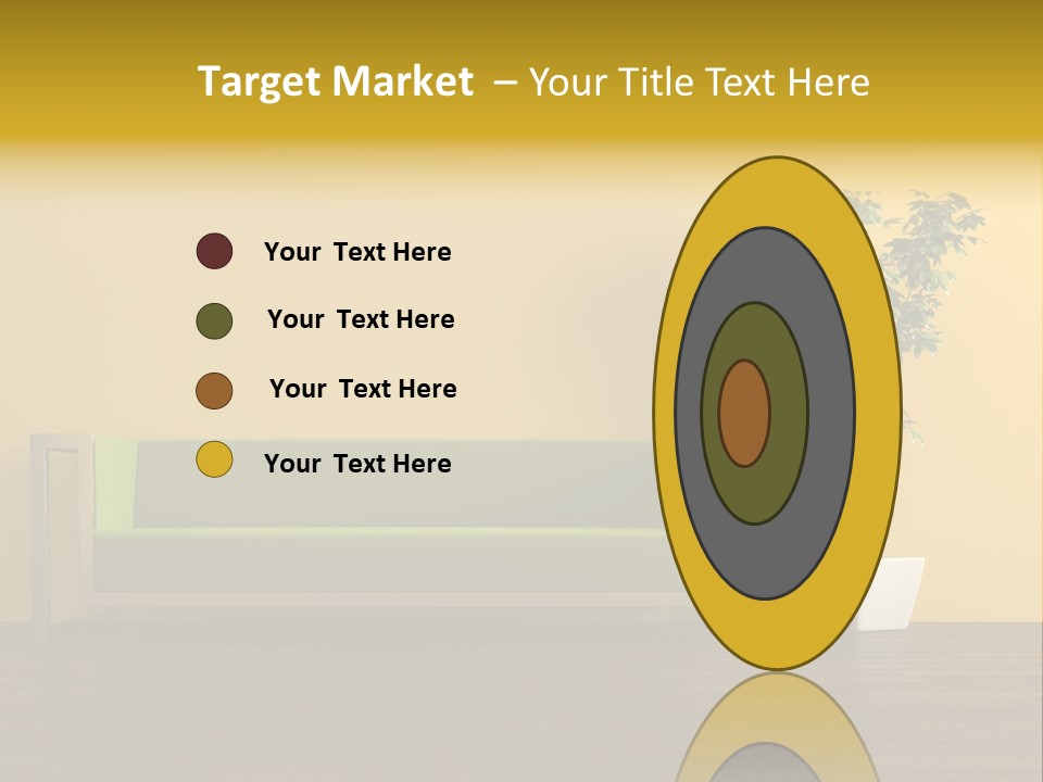 A Green Couch Sitting Next To A Potted Plant PowerPoint Template