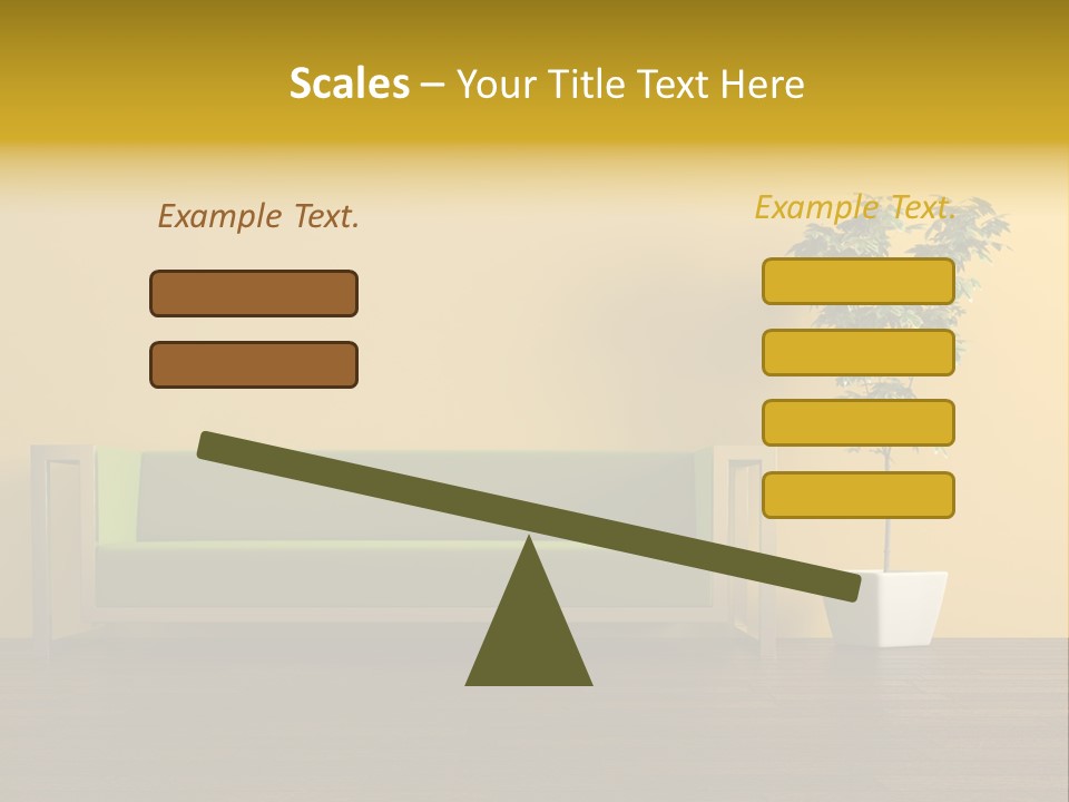 A Green Couch Sitting Next To A Potted Plant PowerPoint Template