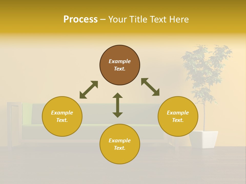 A Green Couch Sitting Next To A Potted Plant PowerPoint Template