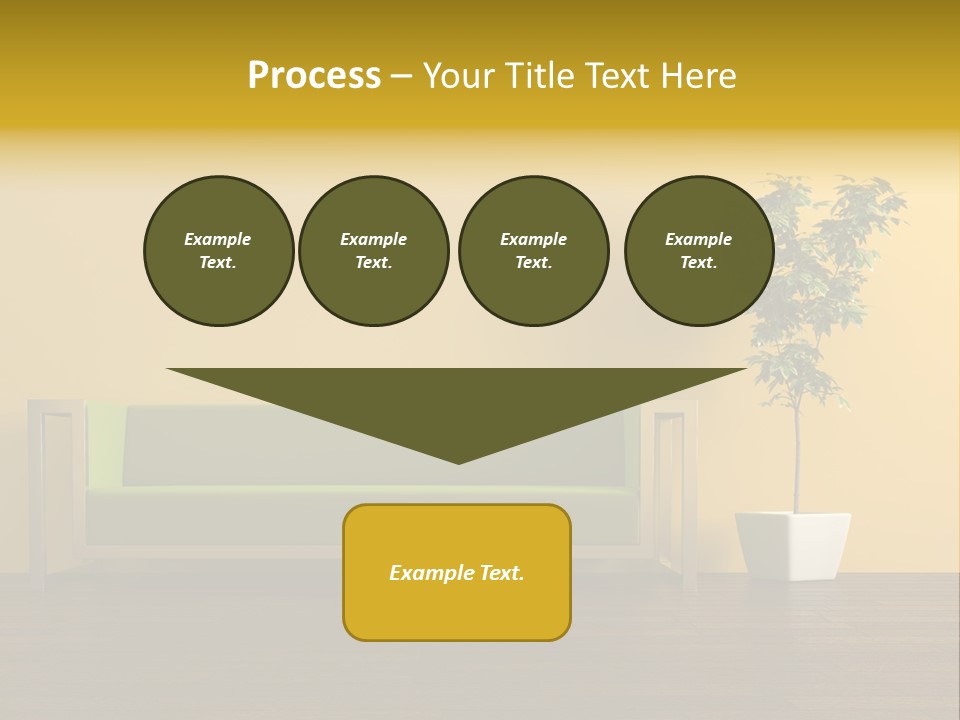 A Green Couch Sitting Next To A Potted Plant PowerPoint Template