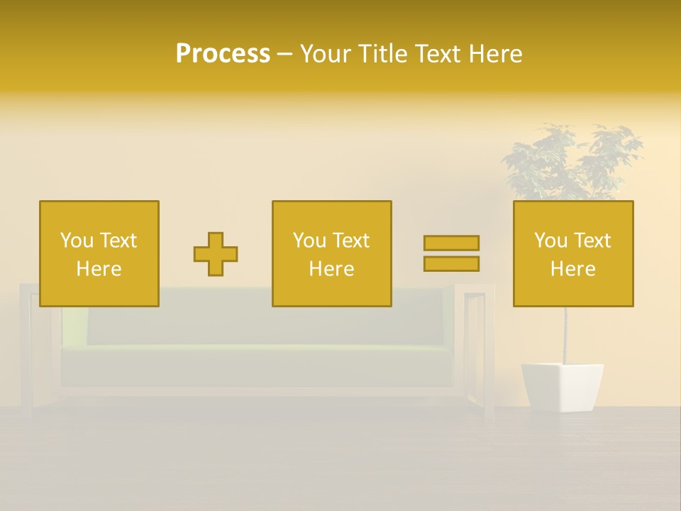 A Green Couch Sitting Next To A Potted Plant PowerPoint Template