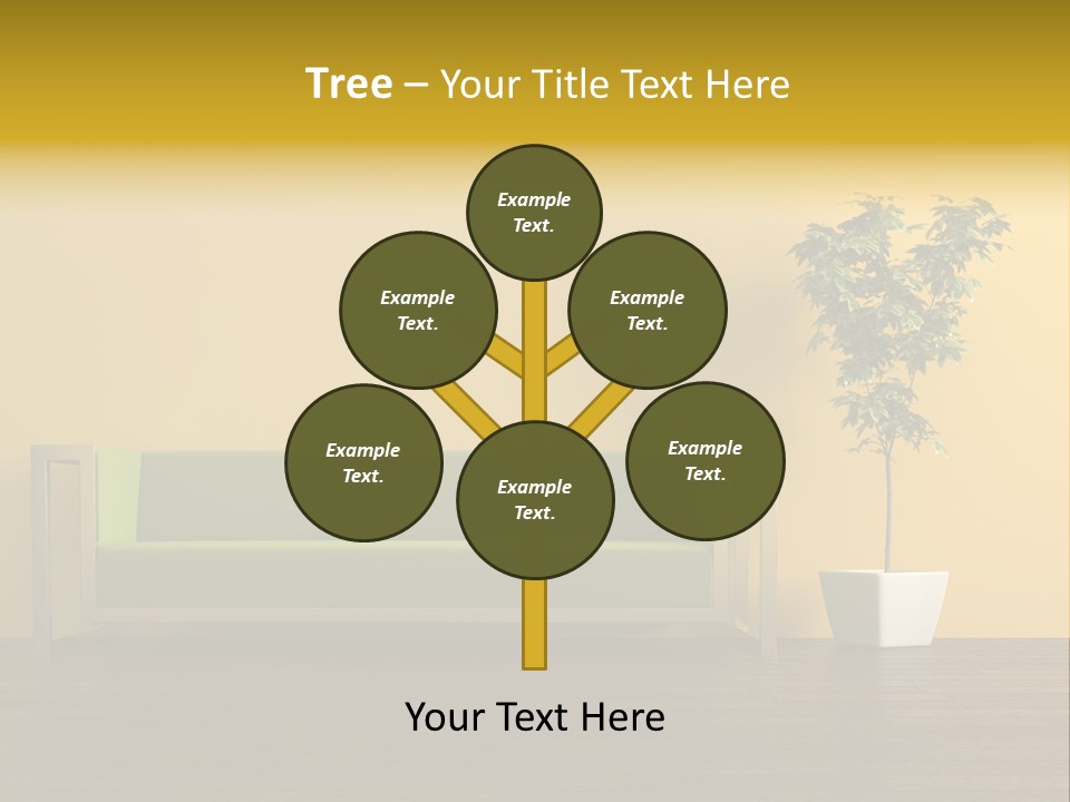 A Green Couch Sitting Next To A Potted Plant PowerPoint Template