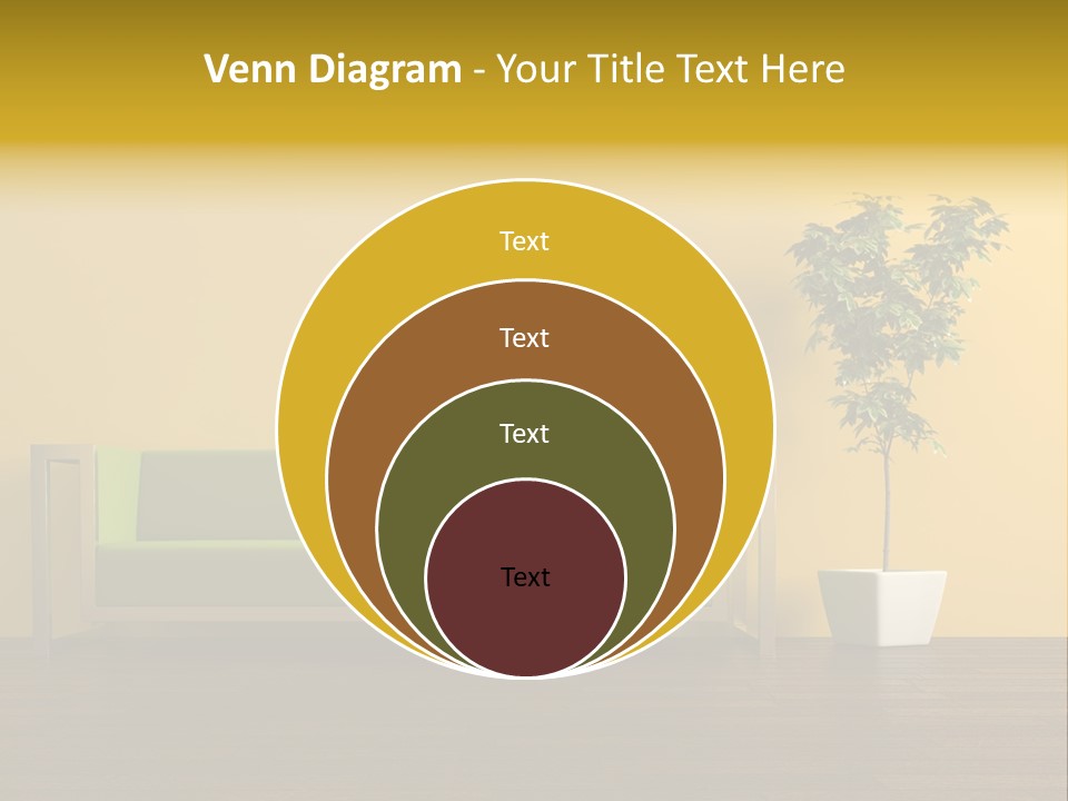 A Green Couch Sitting Next To A Potted Plant PowerPoint Template