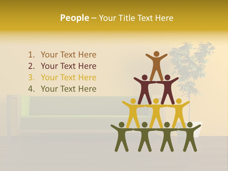 A Green Couch Sitting Next To A Potted Plant PowerPoint Template