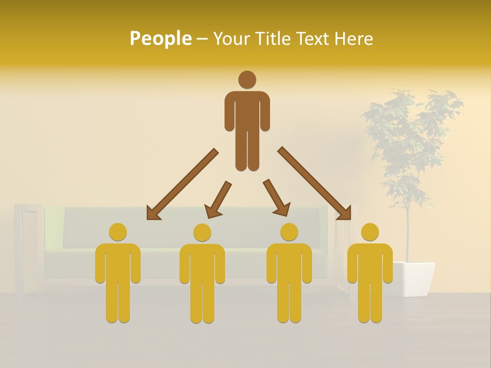 A Green Couch Sitting Next To A Potted Plant PowerPoint Template