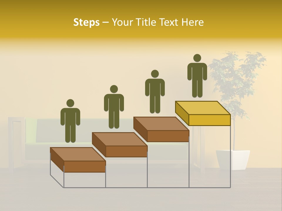 A Green Couch Sitting Next To A Potted Plant PowerPoint Template