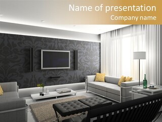 A Living Room Filled With Furniture And A Flat Screen Tv PowerPoint Template