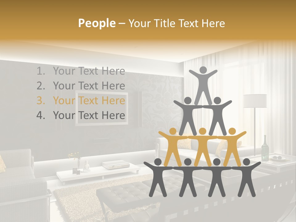 A Living Room Filled With Furniture And A Flat Screen Tv PowerPoint Template