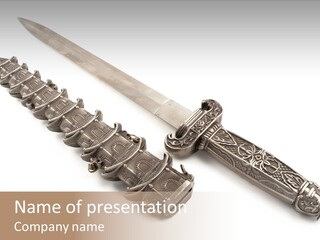 Oriental Sword Decorative PowerPoint Template