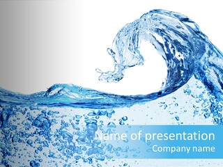 A Blue Wave Of Water On A White Background PowerPoint Template