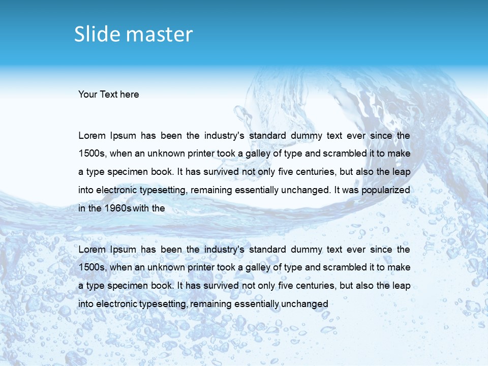 A Blue Wave Of Water On A White Background PowerPoint Template