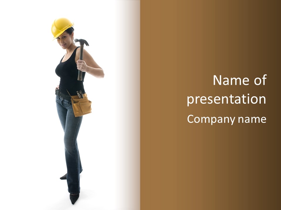 Girl Yellow Laborer PowerPoint Template