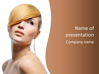 Straight Hairstyle Pose PowerPoint Template