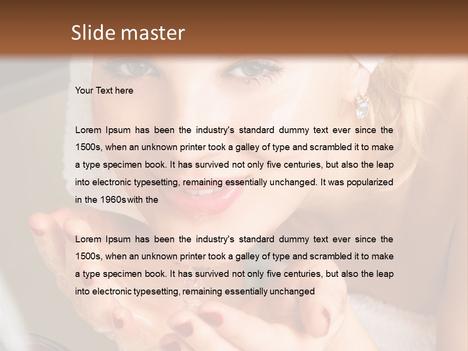 A Woman In A Towel On Her Head Is Washing Her Hands PowerPoint Template