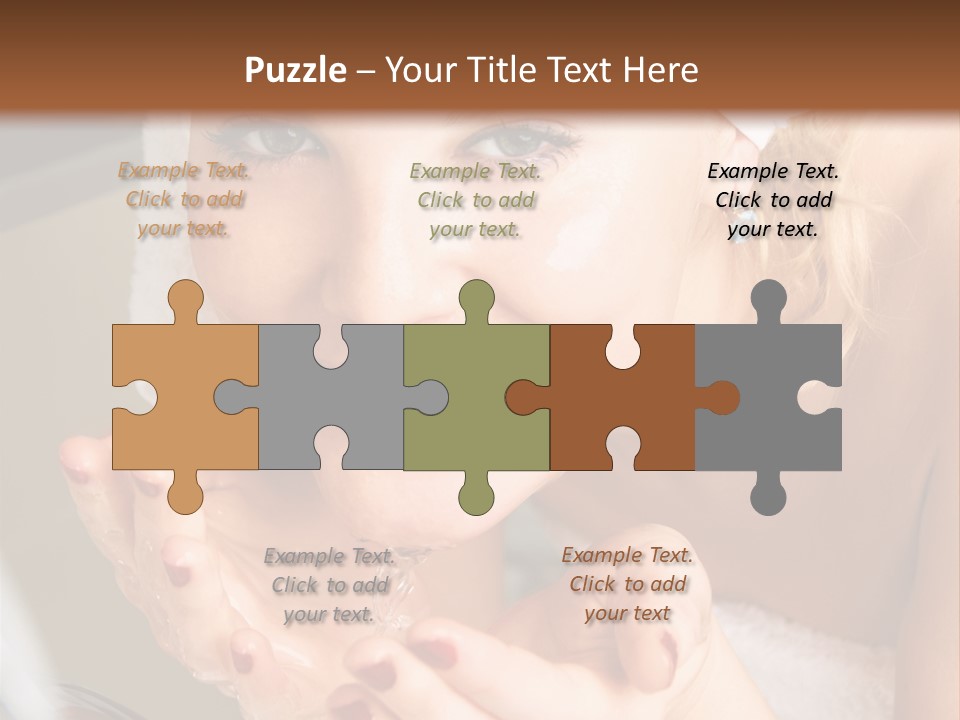 A Woman In A Towel On Her Head Is Washing Her Hands PowerPoint Template