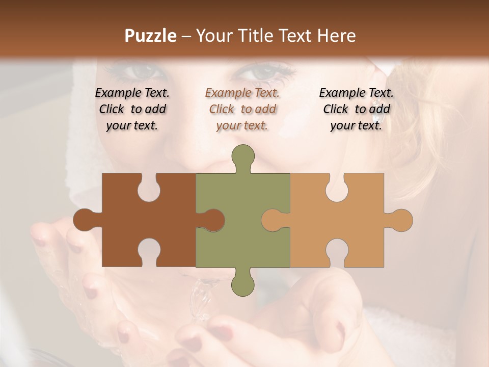 A Woman In A Towel On Her Head Is Washing Her Hands PowerPoint Template