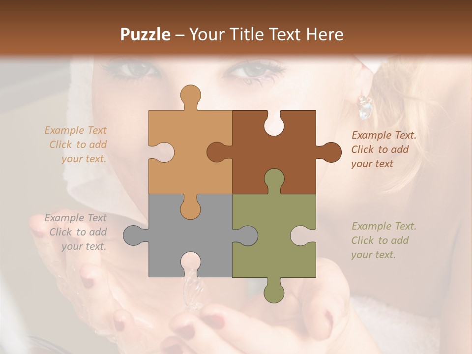 A Woman In A Towel On Her Head Is Washing Her Hands PowerPoint Template