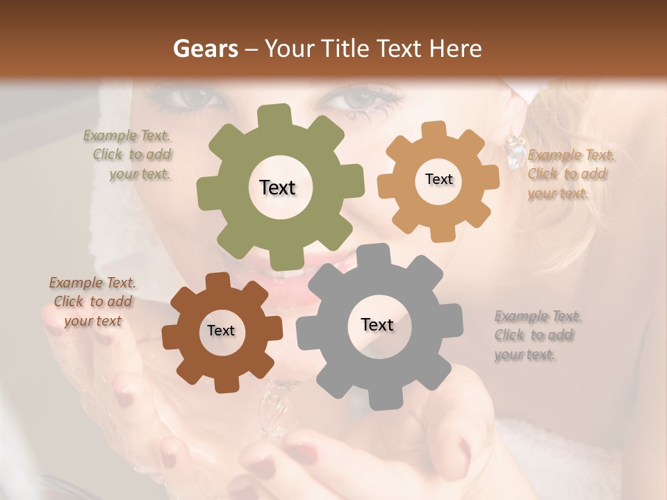 A Woman In A Towel On Her Head Is Washing Her Hands PowerPoint Template