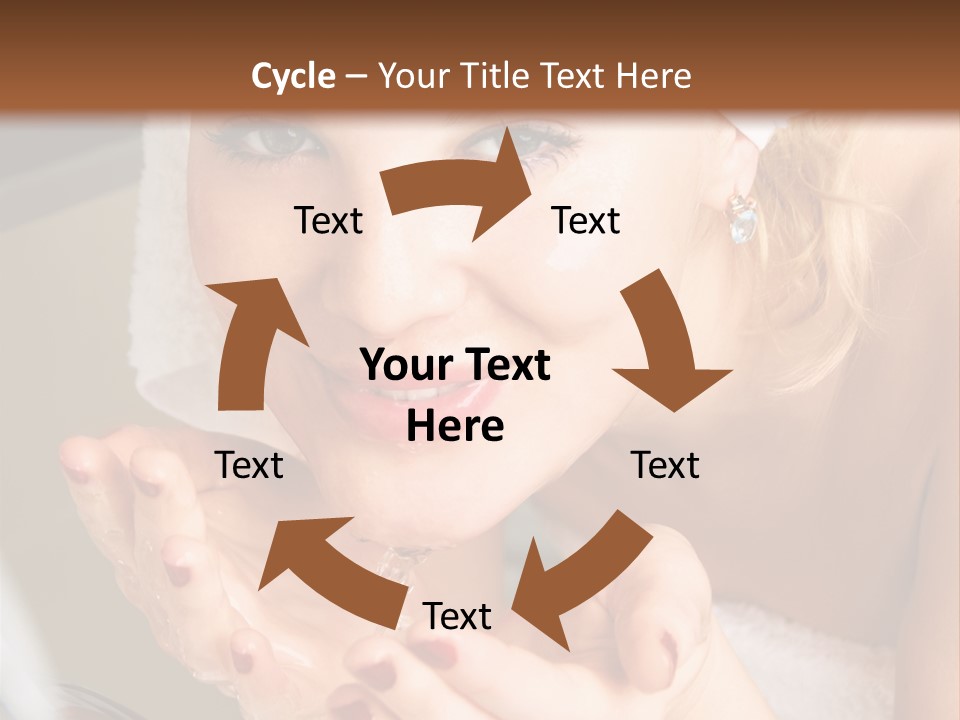 A Woman In A Towel On Her Head Is Washing Her Hands PowerPoint Template