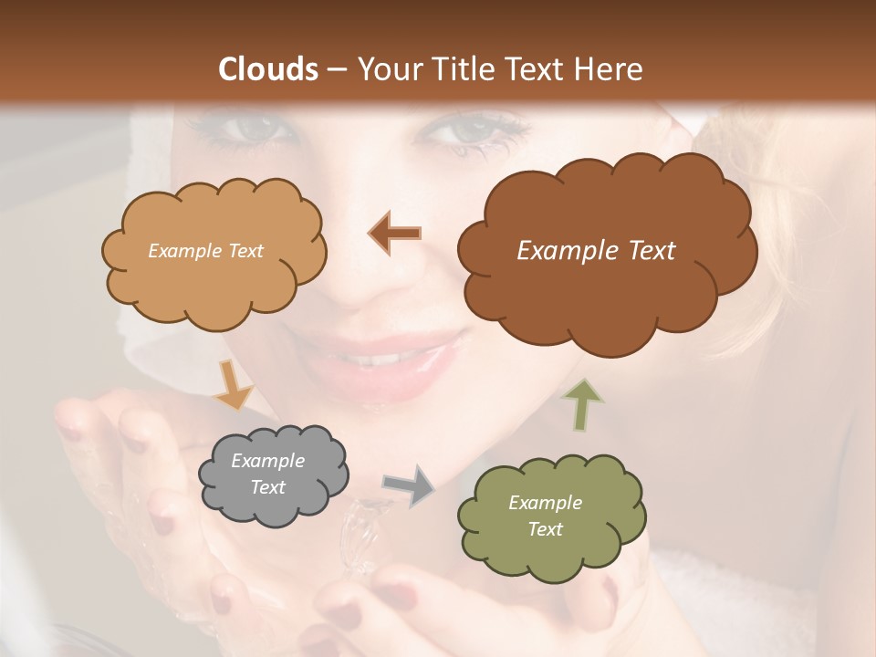 A Woman In A Towel On Her Head Is Washing Her Hands PowerPoint Template