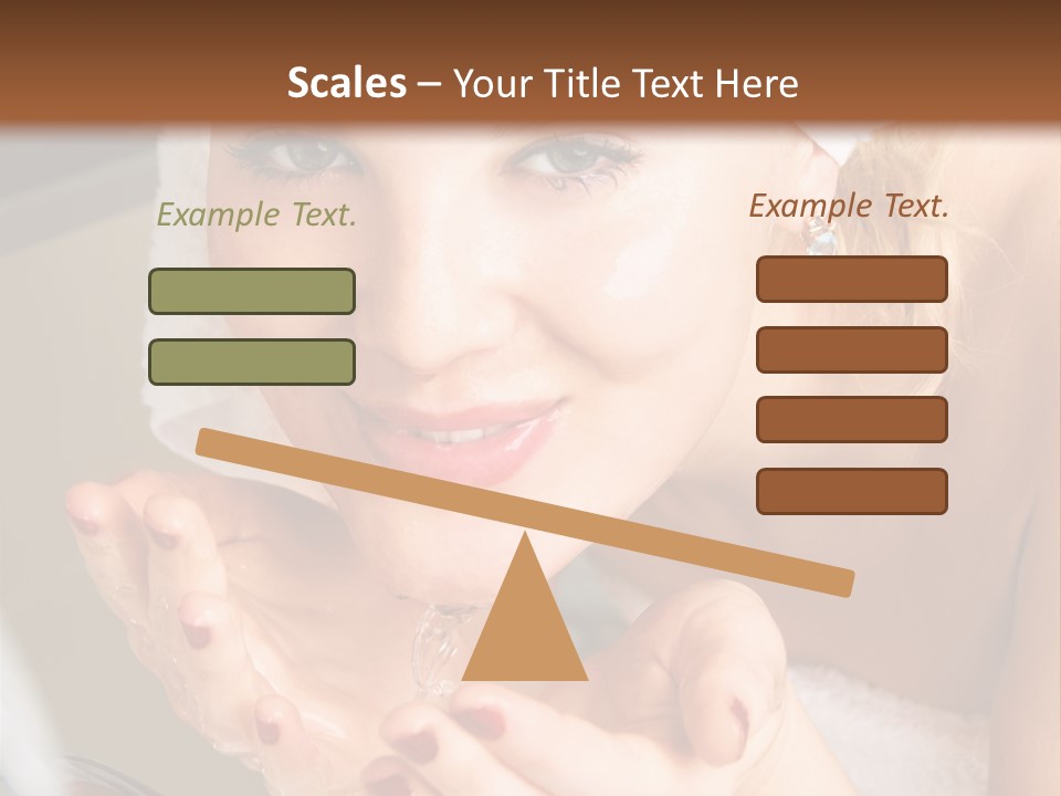 A Woman In A Towel On Her Head Is Washing Her Hands PowerPoint Template