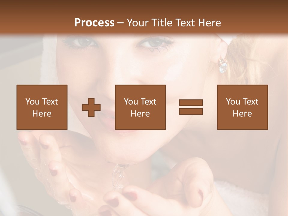 A Woman In A Towel On Her Head Is Washing Her Hands PowerPoint Template