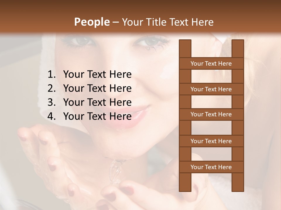 A Woman In A Towel On Her Head Is Washing Her Hands PowerPoint Template