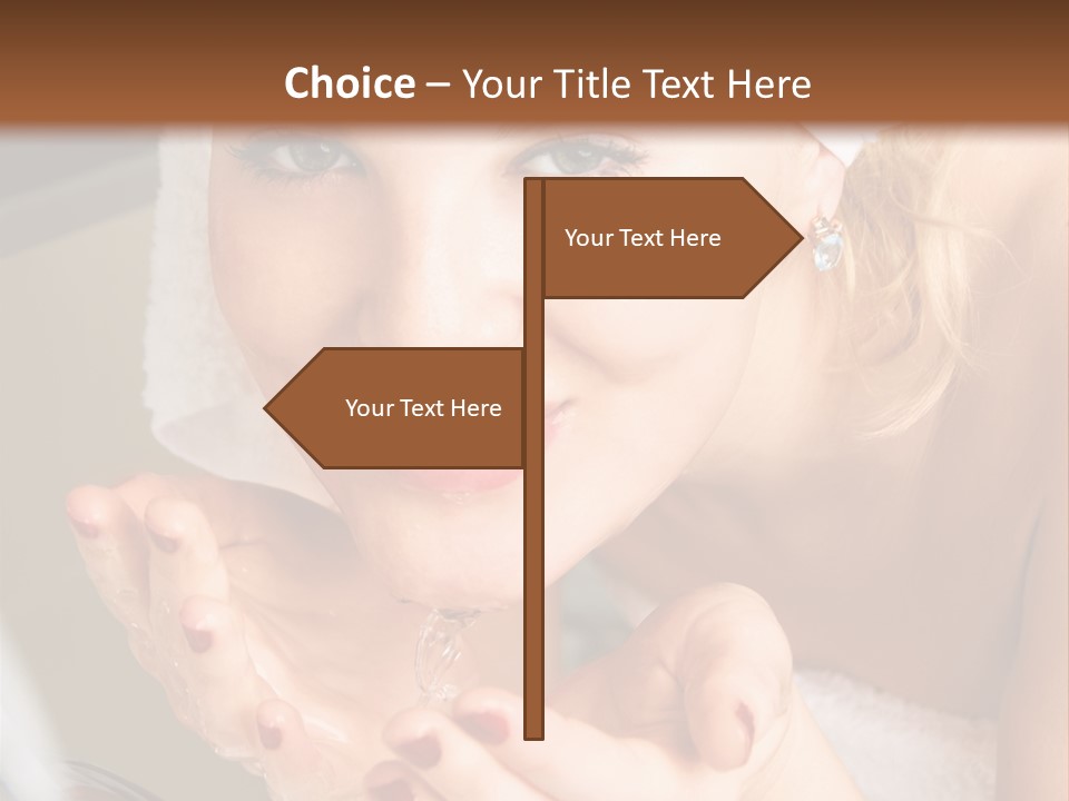 A Woman In A Towel On Her Head Is Washing Her Hands PowerPoint Template