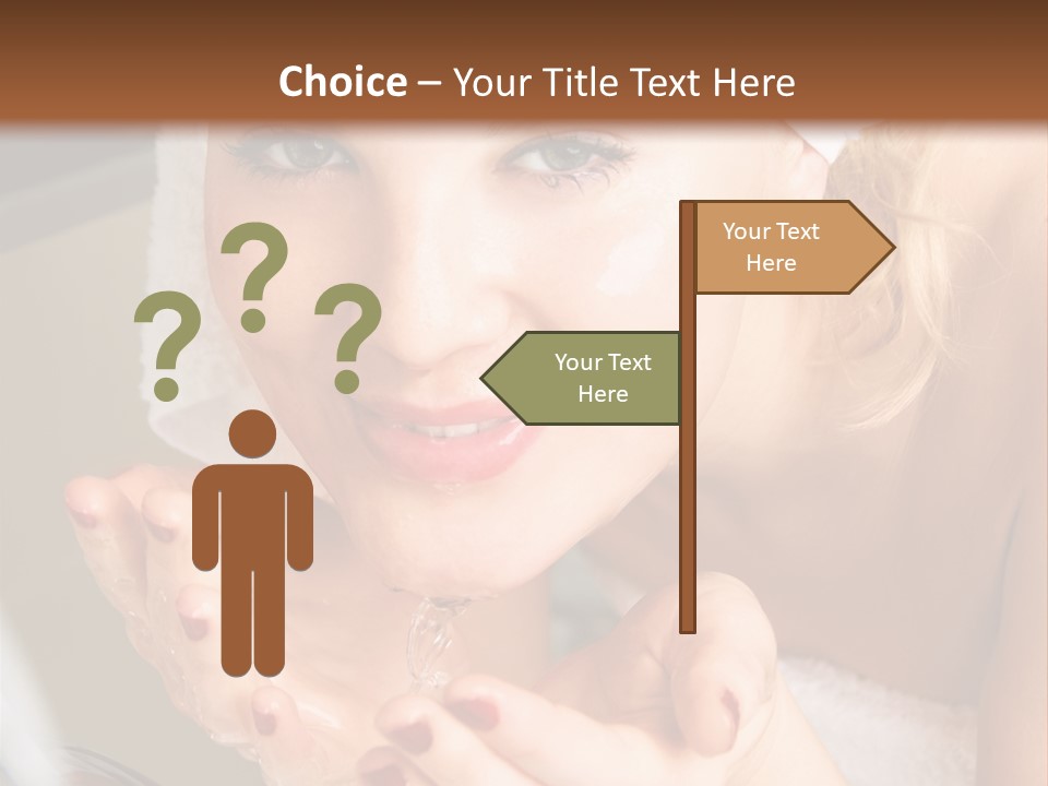 A Woman In A Towel On Her Head Is Washing Her Hands PowerPoint Template