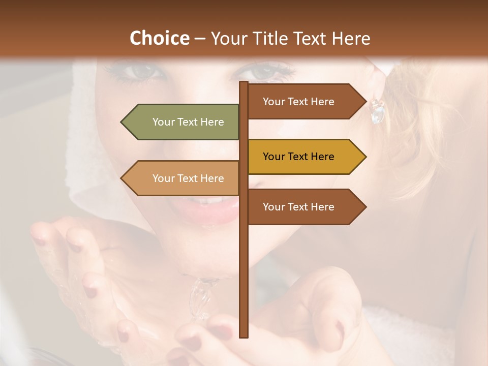 A Woman In A Towel On Her Head Is Washing Her Hands PowerPoint Template