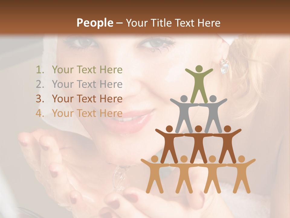 A Woman In A Towel On Her Head Is Washing Her Hands PowerPoint Template