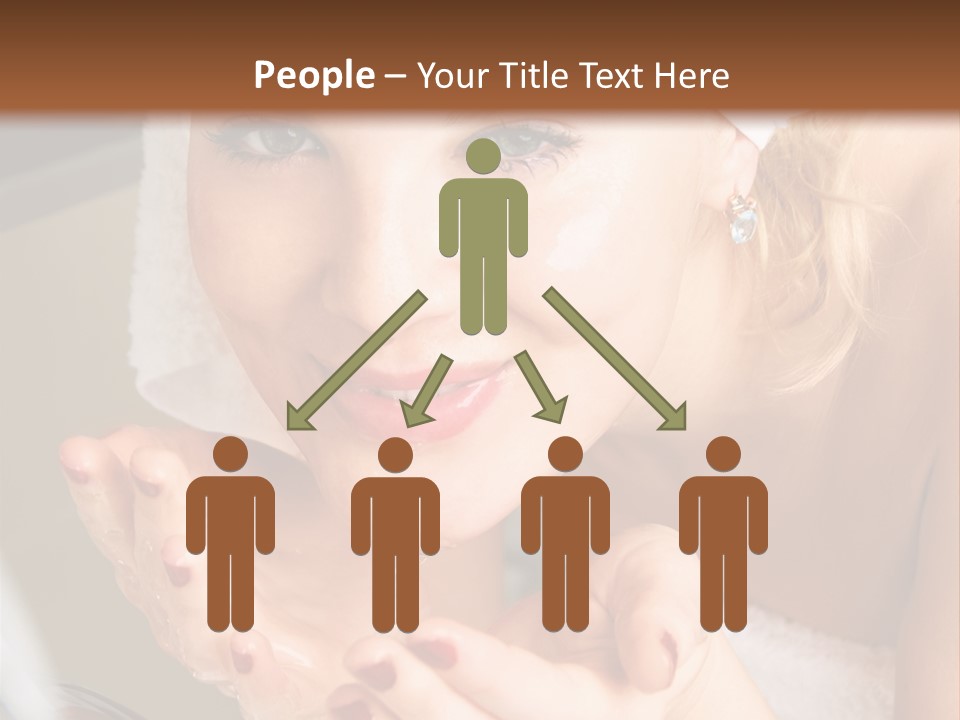 A Woman In A Towel On Her Head Is Washing Her Hands PowerPoint Template