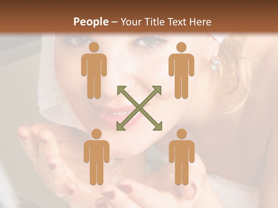 A Woman In A Towel On Her Head Is Washing Her Hands PowerPoint Template