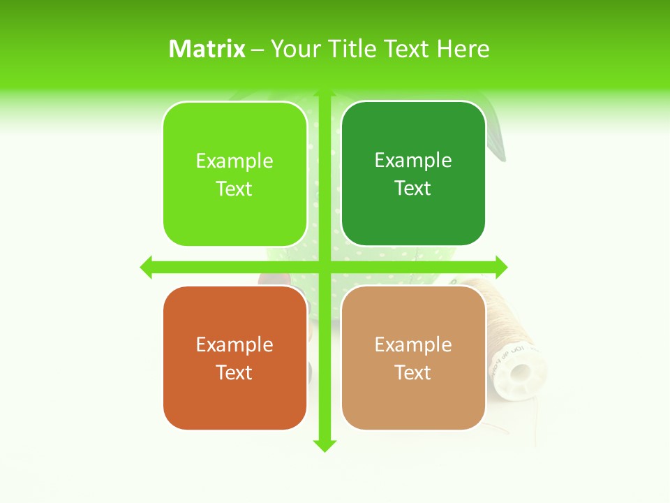 A Green Apple Sitting Next To Two Spools Of Thread PowerPoint Template