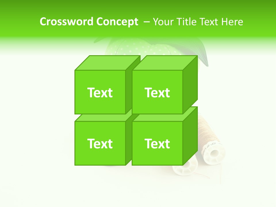 A Green Apple Sitting Next To Two Spools Of Thread PowerPoint Template