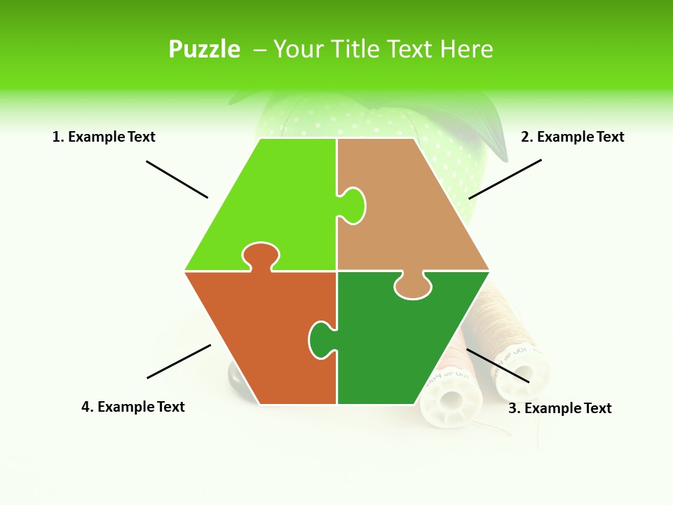 A Green Apple Sitting Next To Two Spools Of Thread PowerPoint Template