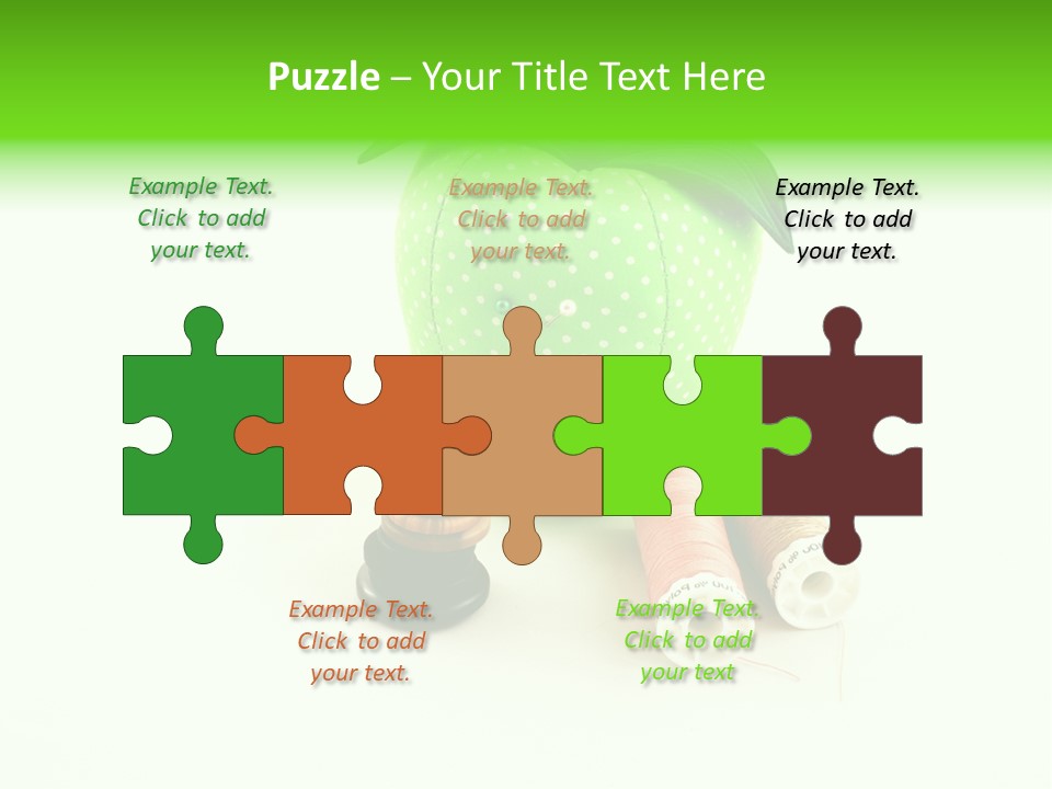 A Green Apple Sitting Next To Two Spools Of Thread PowerPoint Template