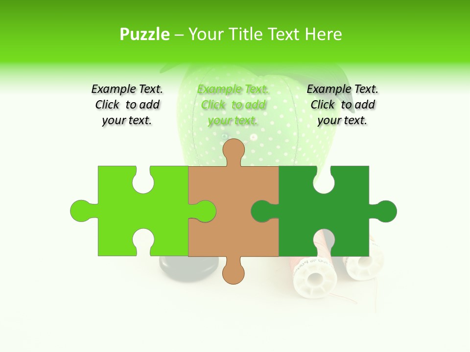 A Green Apple Sitting Next To Two Spools Of Thread PowerPoint Template